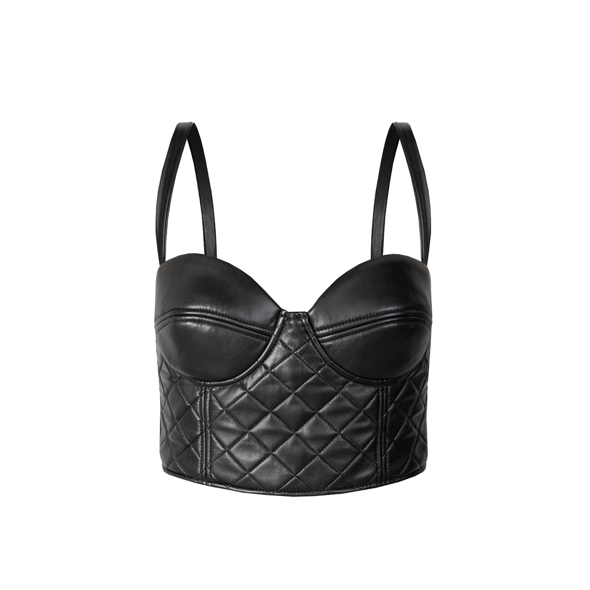 ECO-LEATHER QUILTED Corset Black